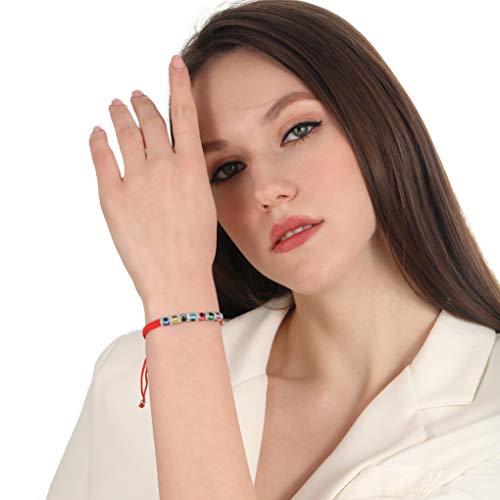 Colorful Evil Eye Bracelets Adjustable String knot Buckle Cross