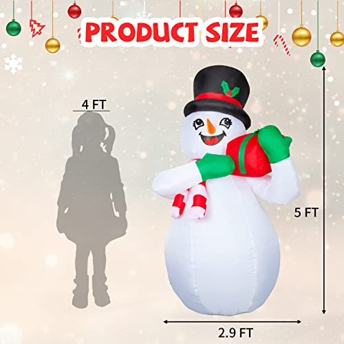 5 FT Christmas Inflatables Snowman w/ LEDs