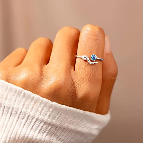 Silver Evil Eye Ring Dainty Open Adjustable Rings or Women Energy Protection Ring (silver-evil eye)