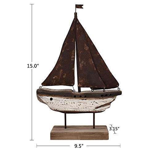 15" Wooden Sailboat Nautical Home Decoration