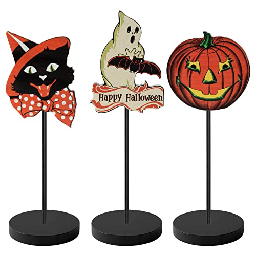 3Pcs Happy Halloween Wood Table Decoration