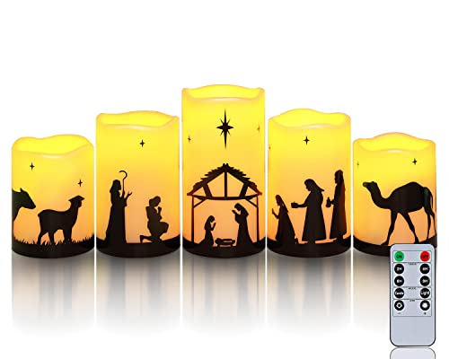 Flameless Christmas Nativity Scene Candles- Battery Operated