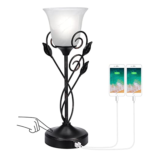 Touch Control Table Lamp w/ Dual USB Ports, LED Bulb Included