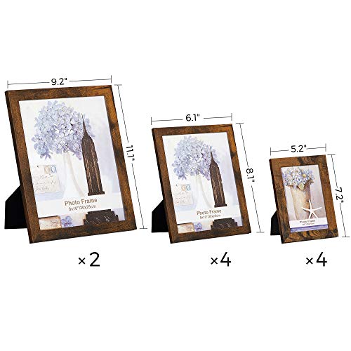 Picture Frames, Set of 10, Two 8 x 10 Inch, Four 5 x 7 Inch, Four 4 x 6 Inch for Home Decor