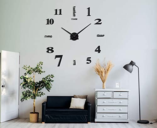 3D DIY Wall Clock Decor Sticker Mirror Frameless