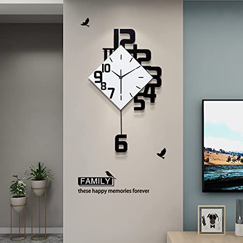 Large Wall Clocks w/ Pendulum Battery Operated Non-Ticking