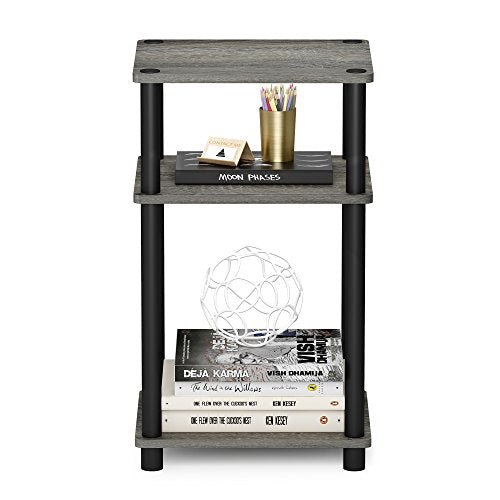 Just 3-Tier End Table, 1-Pack, French Oak Grey/Black