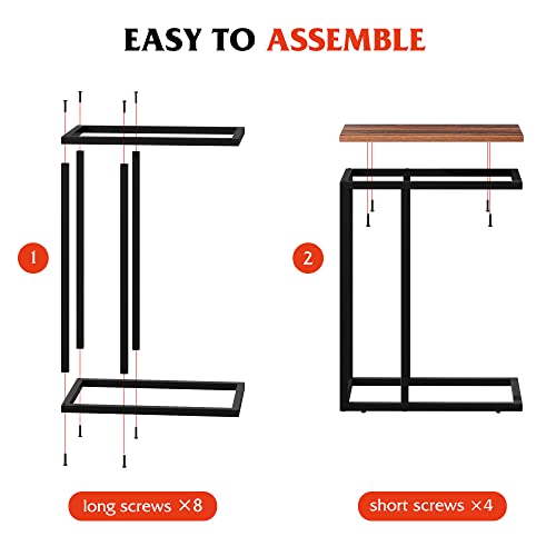 C Shaped End Table for Sofa Couch & Bed