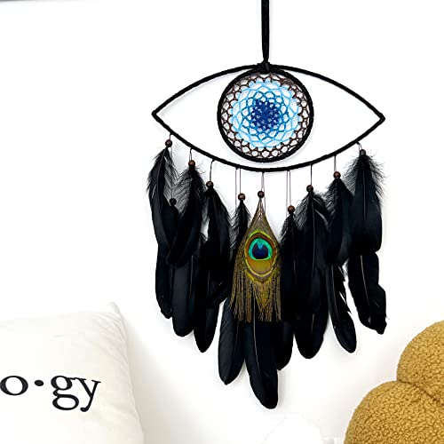 Evil Eye Dream Catchers, Black Dream Catchers for Bedroom Perfect Handmade Hanging Ornament Wall