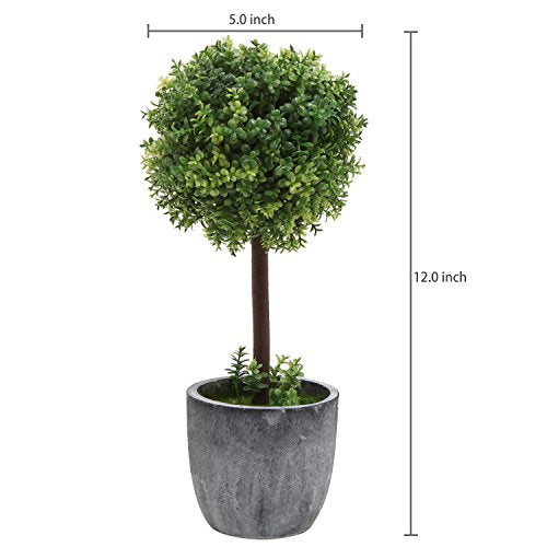 Set of 2 Artificial Boxwood Topiary Trees, Fake Plants Decor - 12 Inch