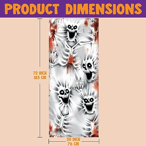 3D Design Scary Skeleton Door Cover for Halloween Skeleton Door, Window and Wall Cover