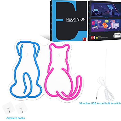 LED Neon Sign Cat Dog Night Light 11.7"