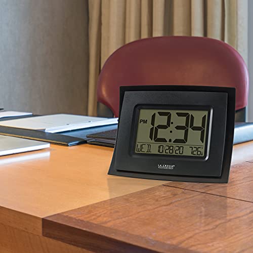 Digital Black Clock with Indoor Temperature