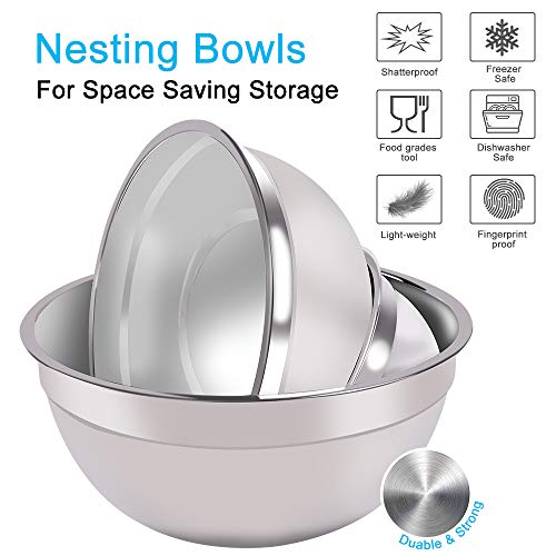 5-Speeds Mixers w/ 6 Nesting Stainless Steel Mixing Bowl, Measuring Cups & Spoons Whisk Blender