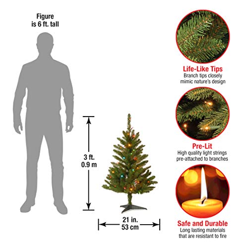 3 Feet Artificial Pre-Lit Mini Christmas Tree Decoration