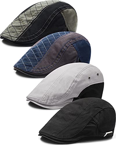 4 Pieces Newsboy Hats for Men Cabbie Cap Newsboy Flat Cap Ivy