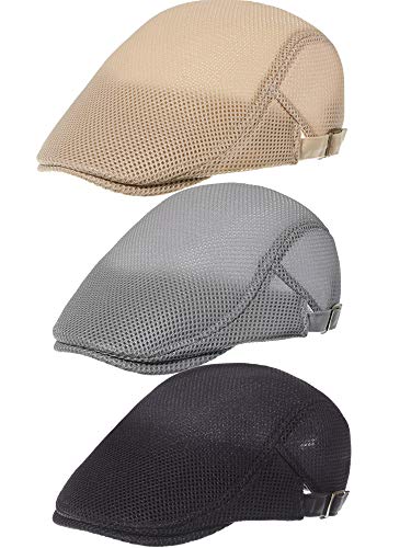 3 Pieces Mesh Newsboy Beret Cap- Breathable & Adjustable