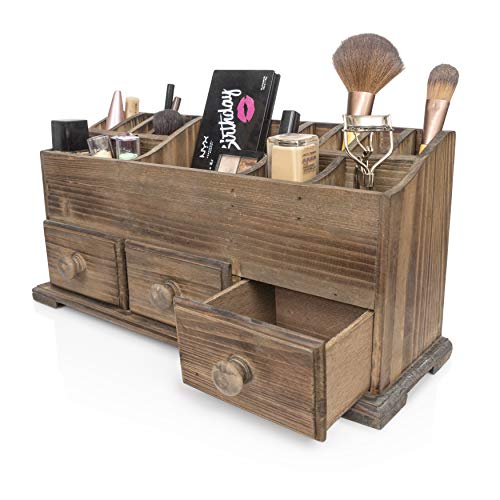 Vanity Drawer Beauty Organizer 3 Drawers - Wooden Cosmetic Storage Box