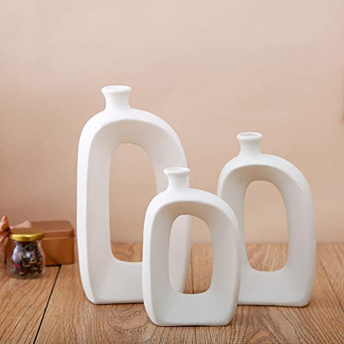 White Ceramic Vase - 3 Set Vases. Matte Design