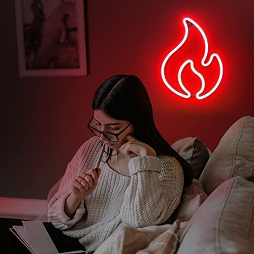 Flame Neon Sign, USB Powered Red Flame w/ On/Off Switch