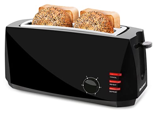 4 Slice Long Slot Toaster, Reheat, 6 Toast Settings, Defrost, Cancel Functions