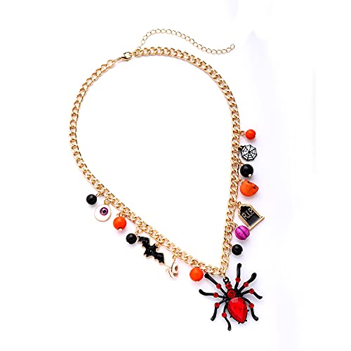 Halloween Spider Pendant Necklace Skull Bat Charms Necklace Party Ghost Chain Choker Necklaces