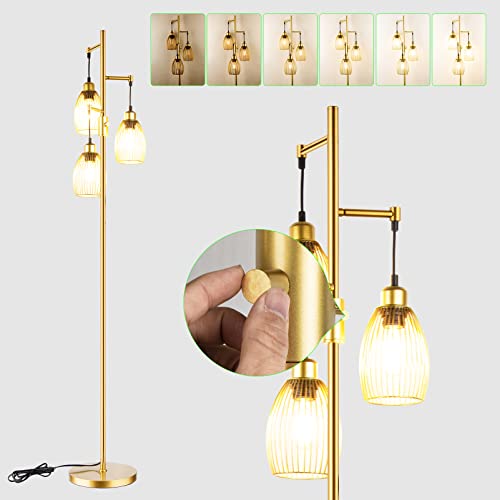 Decorative Gold Standing Lamp w/ 3pcs E26 LED Bulb (Included)