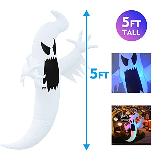 5FT Halloween Decorations Inflatable Hunting Ghost w/ LEDs