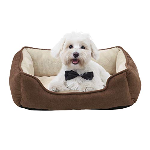 Reversible Rectangle Pet Bed w/ Dog Paw Printing, 25 by 21 inches