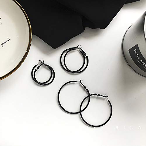 Big & Small Thin Hoop Earrings set for Women,Stainless Steel Hypoallergenic