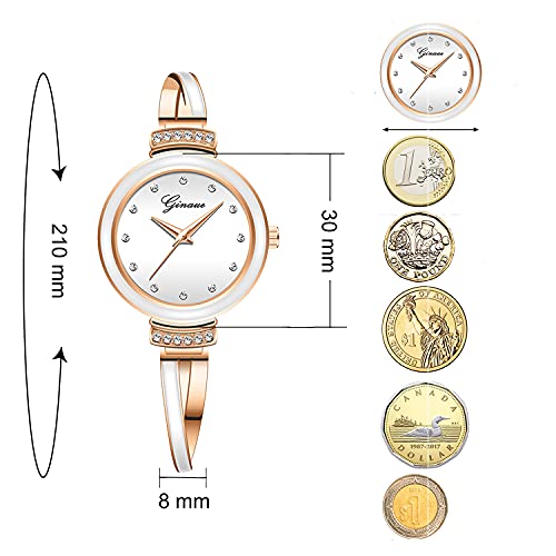 Elegant Rose Gold/Silver Watch & 3 Bracelets Set for Women