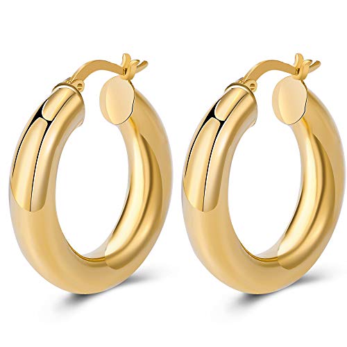 6 Pairs Gold Chunky Hoop Earrings Set for Women Hypoallergenic