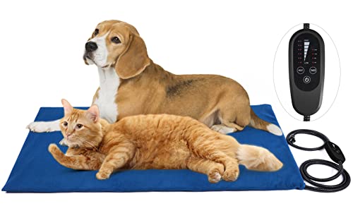 Pet Heating Pad for Dogs & Cats-Adjustable Warming Mat 4 Timers w/ Auto Shut Off