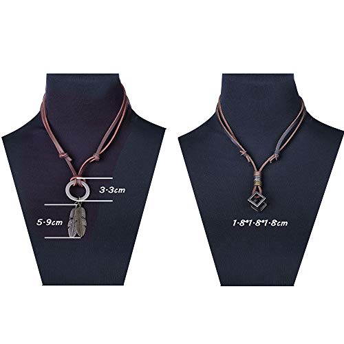 4pcs Leather Vintage Necklace for Men/Women