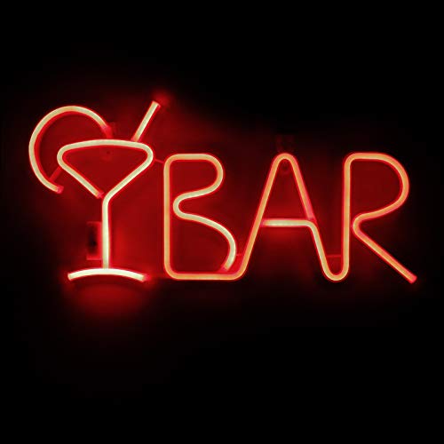 Bar Neon Signs w/ 8 Kind LED Lighting Modes & Remote Control, USB/AA Battery-Powered