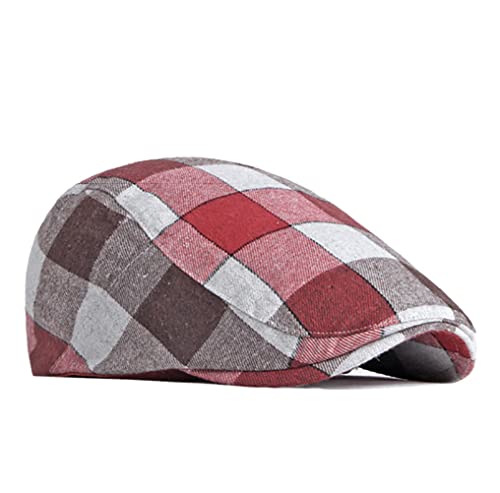 Men Adjustable Colorful Striped Plaid Ivy Newsboy Cabbie Gatsby Cotton Caps