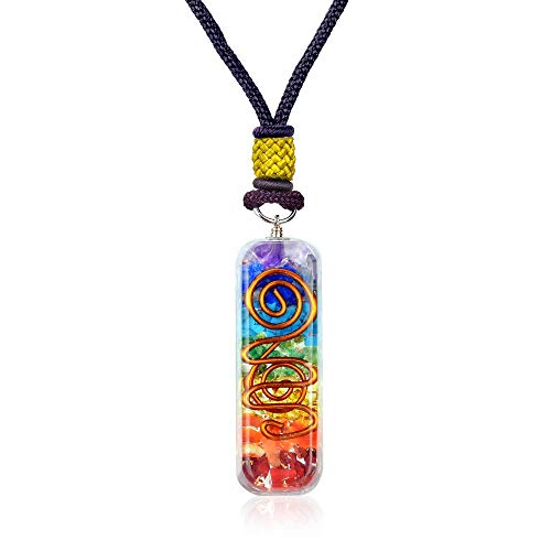 7 Chakra Stones Necklace for E-Energy Protection and Spiritual Healing Pendant with Adjustable Cord