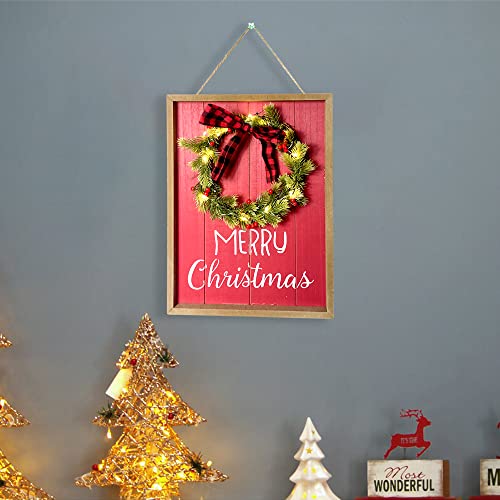 Christmas Red Truck Sign/Wreath w/ LEDs