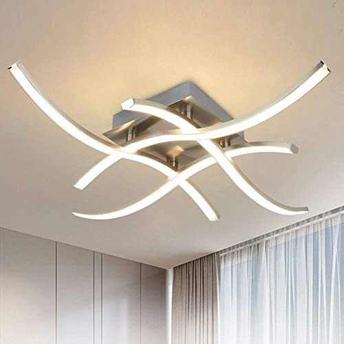 4-Light Modern LED Ceiling Light, 18W Curved Design