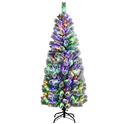 5f/6ft Pre-lit Snow Flocked Christmas Tree Decoration