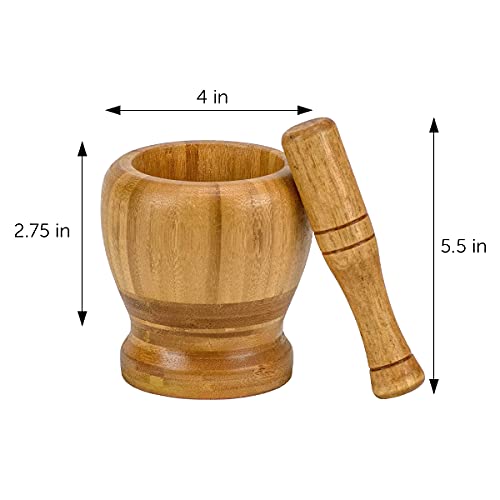 4 inch Bamboo Wooden Mortar and Pestle Set