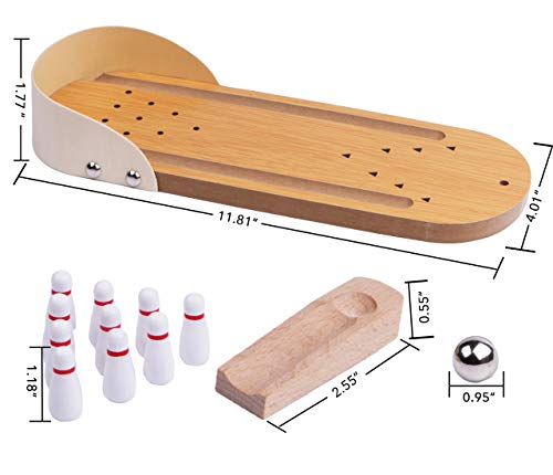 Table Top Wooden Mini Bowling Game Set