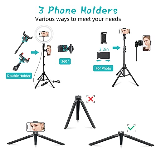 Ring Light w. Stand 72'' Tall & 3 Phone Holders38-42 Color Modes