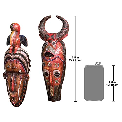 Masks of The Congo Wall Sculptures Home Decoration, Wood tone