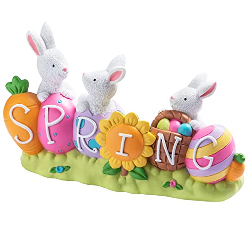 Happy Easter Tabletop Decoration Easter Figurine Bunny and Egg Centerpiece Decoration