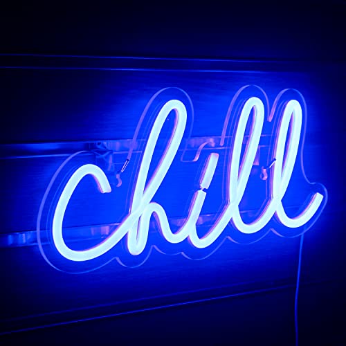 Chill Neon Sign Blue Led Neon Wall Light 14'' x 7''