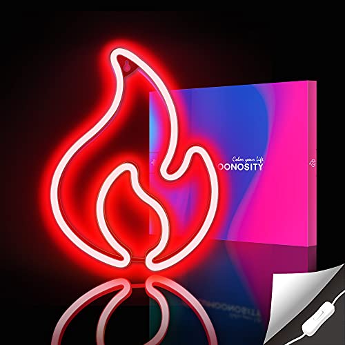 Flame Neon Sign, USB Powered Red Flame w/ On/Off Switch