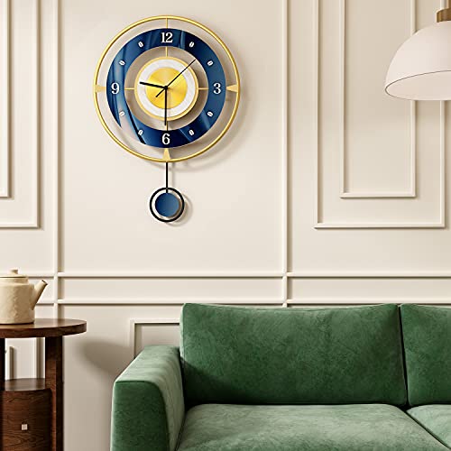 Big Silent Decorative Wall Clocks Battery Operated w/ Pendulum- Non Ticking