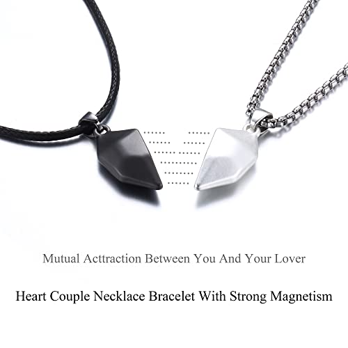 Two Souls One Heart Matching Necklaces Bracelets for Couples Gift for Valentines Day