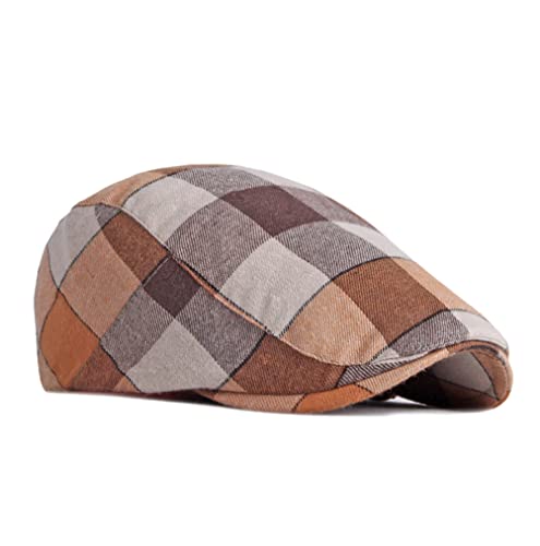 Men Adjustable Colorful Striped Plaid Ivy Newsboy Cabbie Gatsby Cotton Caps